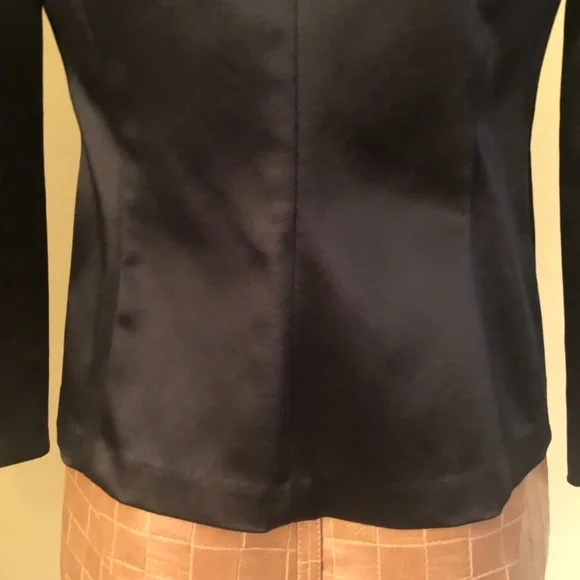NWOT, Maria Bianca Nero Black Stretch, Satin Sheen Blazer - Picture 8 of 13